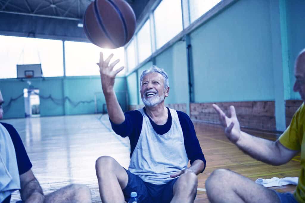 Guys and a basket ball