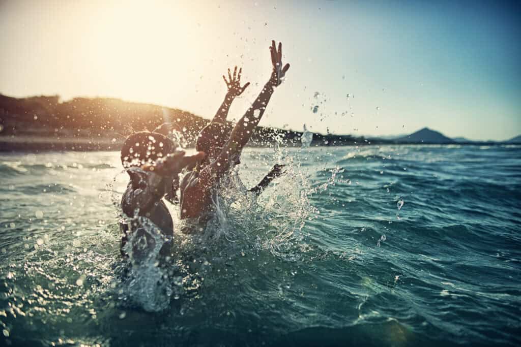 Splashing in the ocean